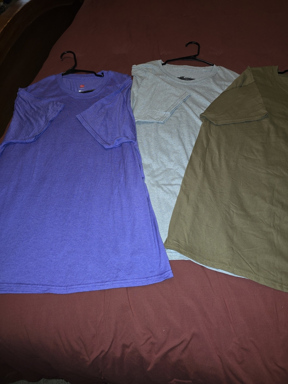 Hanes Short-Sleeve Tee Bundle in Purple, Gray, and Olive L - Picture 2 of 4
